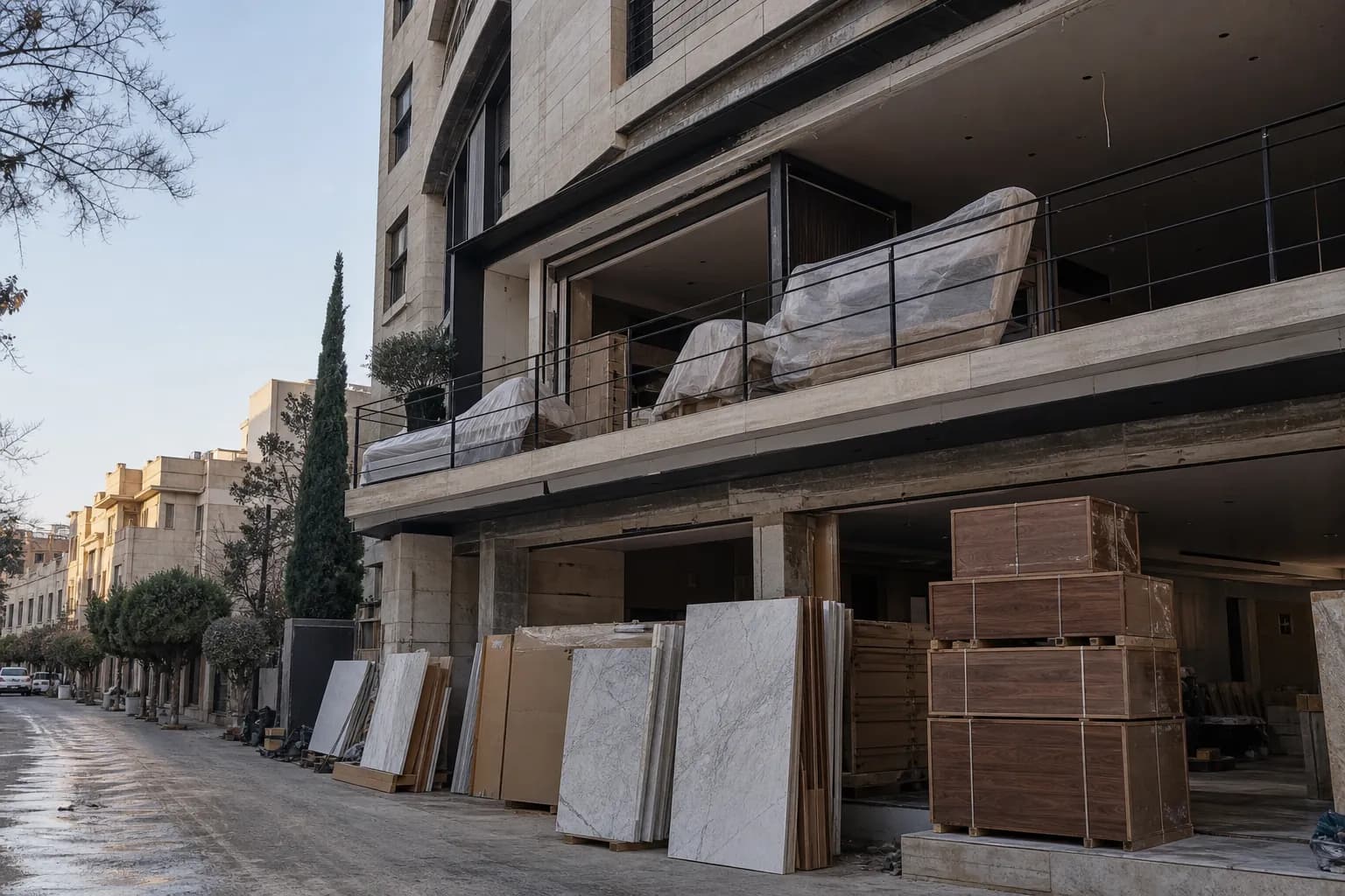 Apartment finishing shell readiness in Syria before luxury marble and joinery installation