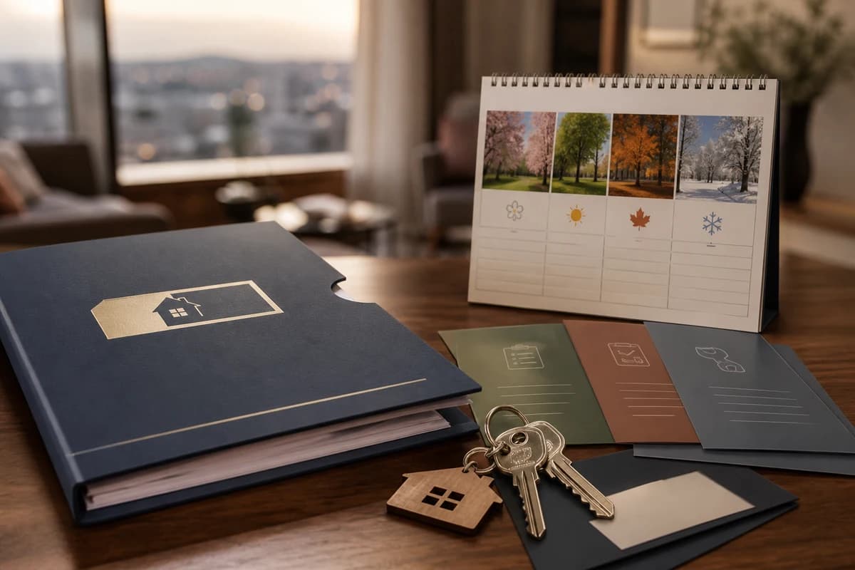 Handover folder, keys, and seasonal maintenance calendar for property maintenance services Damascus