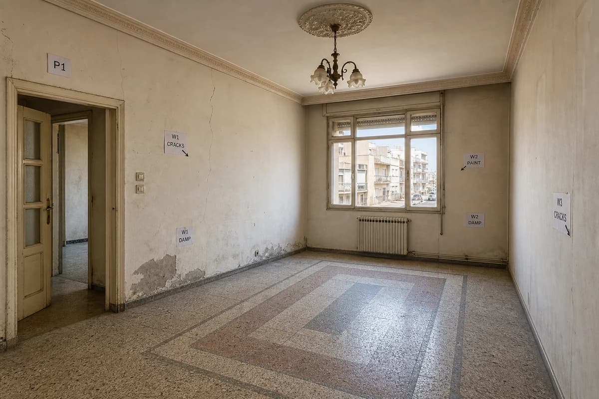 Damascus apartment interior documented for remote property renovation quoting