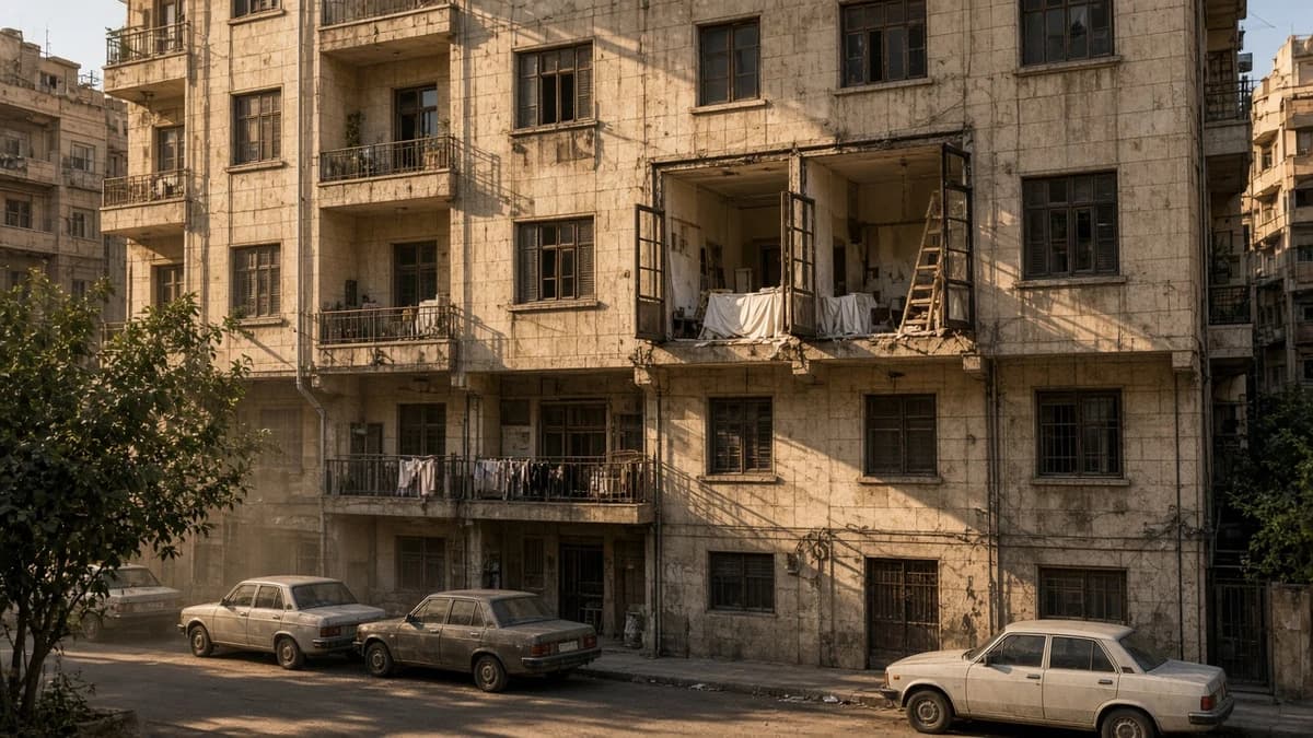 Damascus mid-rise apartment building during works for owners who renovate a Damascus apartment from Germany
